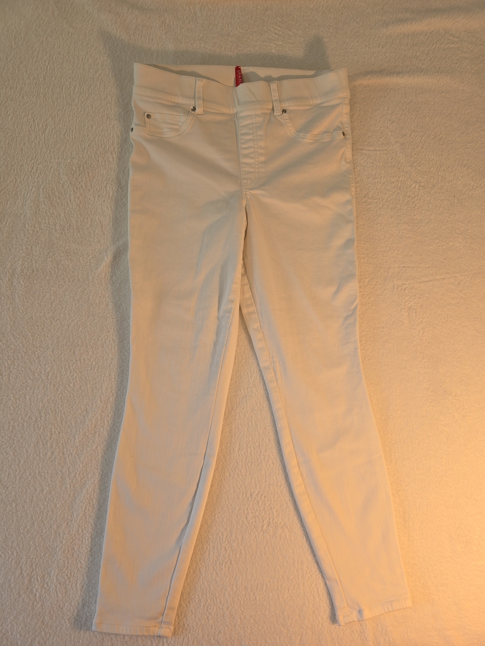 Spanx White Pull On Skinny Jeans Size L